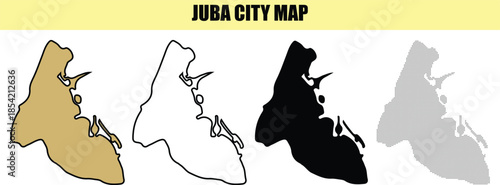 Juba city map in different styles