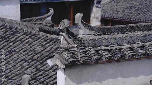 Traditional Chinese Roof Eaves Detail - Xidi Village, Huizhou Architecture