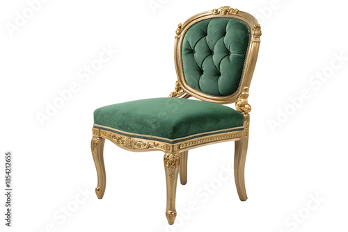 Luxury Green Velvet Baroque Dining Chair with Gold Frame