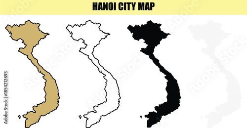 Vector illustration of hanoi city map in various styles and colors