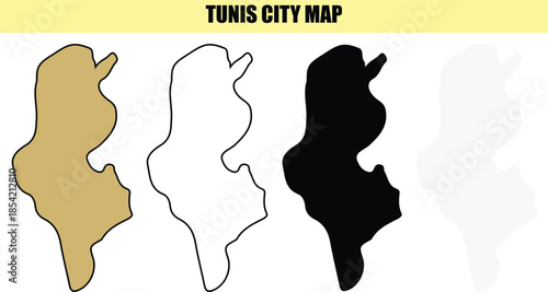 Tunis city map in different styles