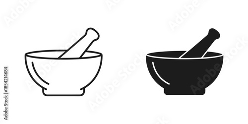 Two mortar and pestles