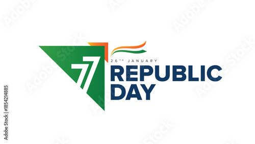 77th Republic Day of India Celebration Design with Tricolor Flag on 26 January for Social Media Post , Web Banner, Story, Print Design 