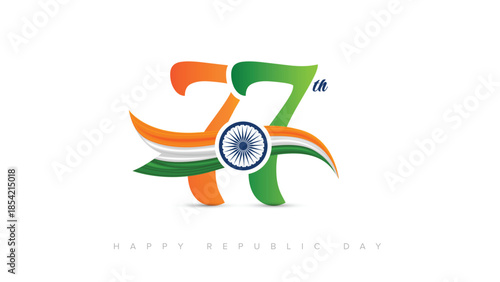 77th Republic Day of India Celebration Design with Tricolor Flag on 26 January for Social Media Post , Web Banner, Story, Print Design 