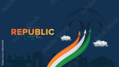 77th Republic Day of India Celebration Design with Tricolor Flag on 26 January for Social Media Post , Web Banner, Story, Print Design 