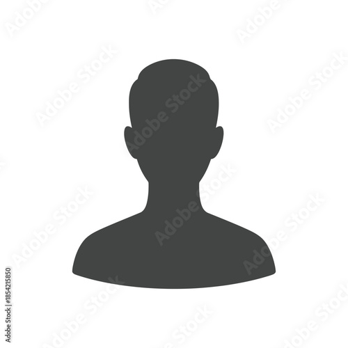 Simple black silhouette of a human head and shoulders against white background