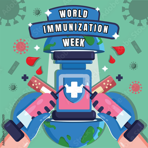 World  Immunization Week Vector Illustration. Celebrating world immunization week