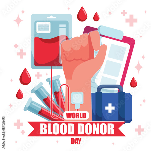 World Blood Donor Day Vector Illustration. Celebrating world blood donor day