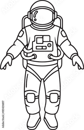 Astronaut Floating in Galaxy Space Illustration, Cosmic Explorer in Spacesuit Drifting Among Stars, Science Fiction Outer Space Concept, Monochrome Astronaut Artwork for Futuristic Space Design