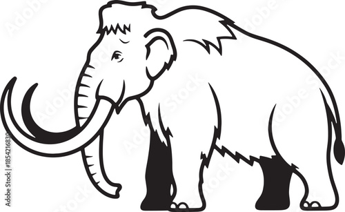 Woolly Mammoth Silhouette Icon Vector Prehistoric Ice Age Animal Extinct Elephant Relative Fossil Wildlife Ancient Mammal Logo Symbol Sign Illustration