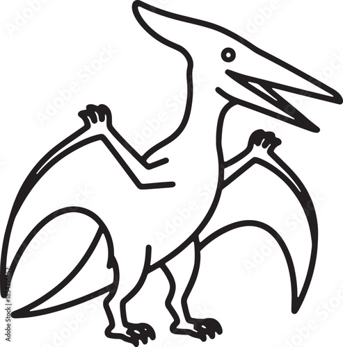 Pterosaur flying dinosaur silhouette icon vector winged reptile prehistoric creature aerial predator fossil era fantasy beast sky hunter logo symbol sign illustration