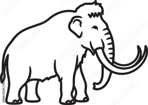 Woolly Mammoth Silhouette Icon Vector Prehistoric Ice Age Animal Extinct Elephant Relative Fossil Wildlife Ancient Mammal Logo Symbol Sign Illustration