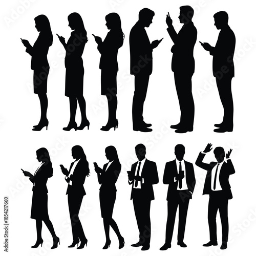 Group of business people silhouettes vector illustration