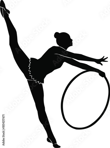 Vector illustration of Ballet Dancer Leap Silhouette | Graceful Motion Vector