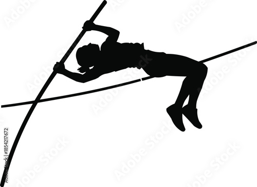 Vector illustration of Pole Vault Athlete Silhouette | Track Field Sports Vector