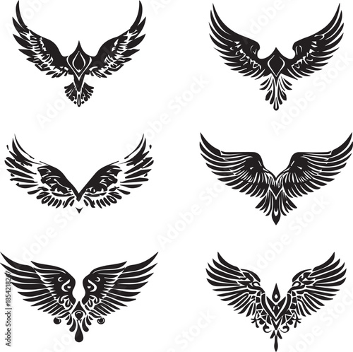 Eagle bird silhouettes flying wings isolated vector design
isolated on white background