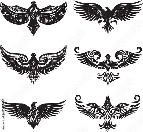 Eagle bird silhouettes flying wings isolated vector design
isolated on white background