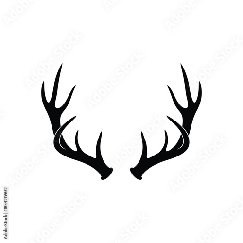 A striking silhouette of majestic deer antlers against a plain white background
