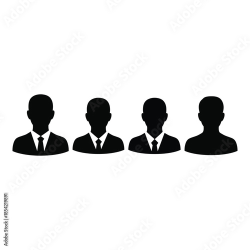 Four silhouette figures of businessmen in suits a simple professional icon