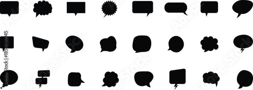 Black speech bubble set. Talk bubble. Cloud speech bubbles collection.