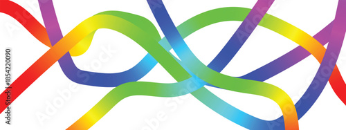 abstract background with colorful lines. Collection colorful bold curved lines. Hand drawn bold grunge wavy and swirled brush strokes. Simple childish vector scribbles and squiggles. 