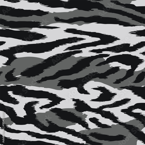 Gray tiger stripe hunting camouflage seamless pattern, digital camouflage, animal skin pattern
