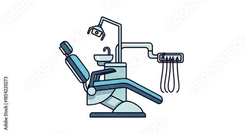 Modern Dentist Examination Chair with Medical Equipment