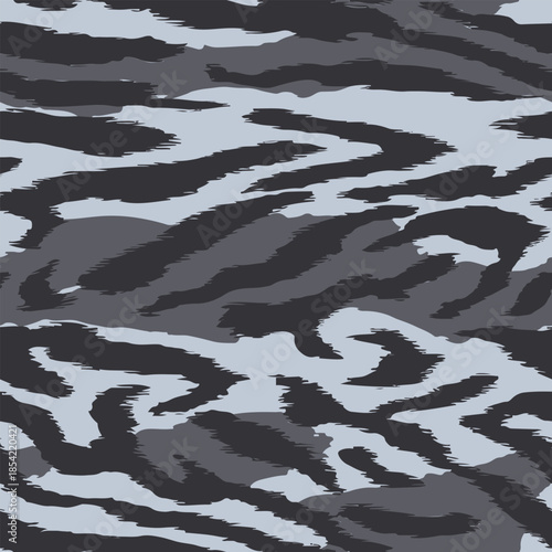Gray Camouflage seamless pattern. Forest real tree camouflage design. Hunting camouflage. Tiger stripe pattern. Tiger stripe camouflage pattern