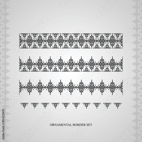 Decorative seamless geometric border set