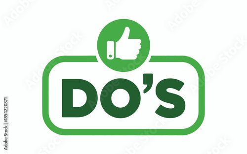 Do's sign with thumbs up isolated on white background, Vector, illustration