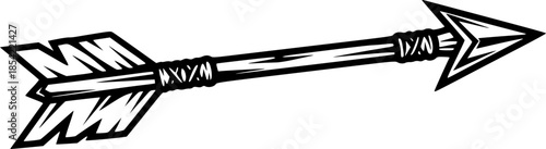 Vintage hand drawn arrow illustration in black and white on a wh
