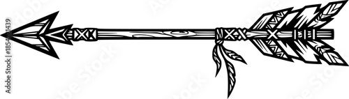 Vintage hand drawn arrow illustration in black and white on a wh
