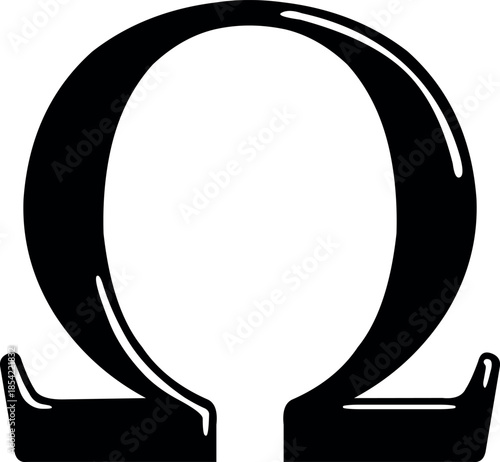 vector illustration black and white greek letter omega symbol