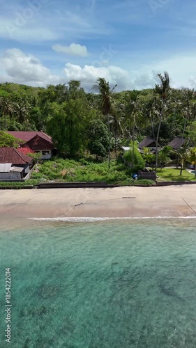 Beautiful beach Nusa Penida island in Indonesia. Aerial video.