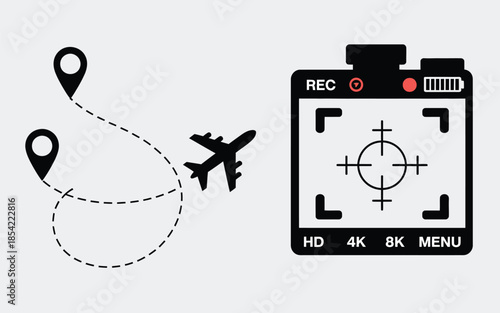 Aerial photography setup isolated on white background, Vector, illustration