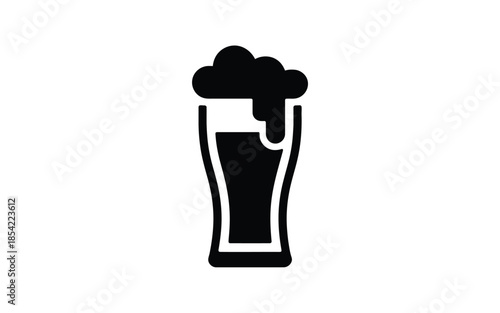 Freshly poured beer isolated on white background, Vector, illustration