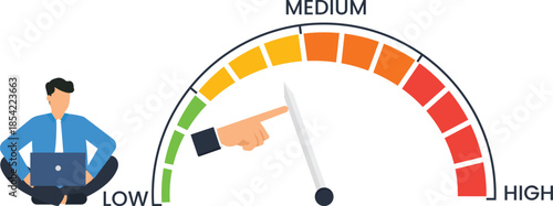performance meter, risk assessment, business indicator, productivity level, satisfaction rating, credit score