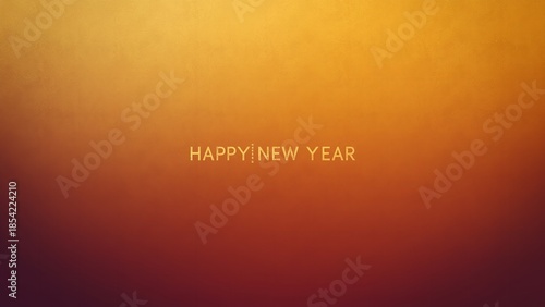 A vibrant orange and yellow gradient background with a Happy New Year message