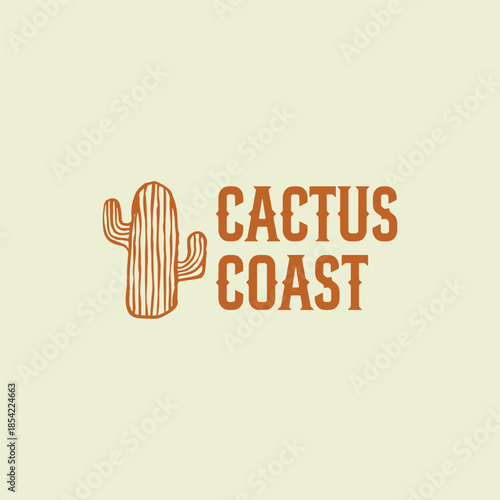 Cactus coast logo design vector illustration