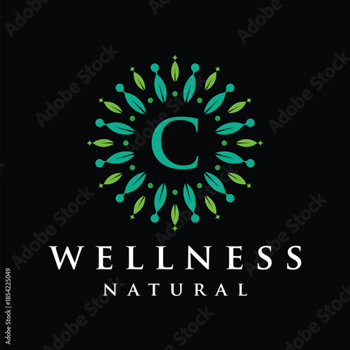 Initial letter C alphabet wellness, green, leaves, natural, health, organic, logo design, circle leaf nature graphic icon vector template