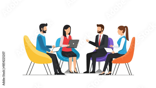 Dynamic business team collaborating and brainstorming new ideas in a modern office meeting, fostering communication and professional development and strategy