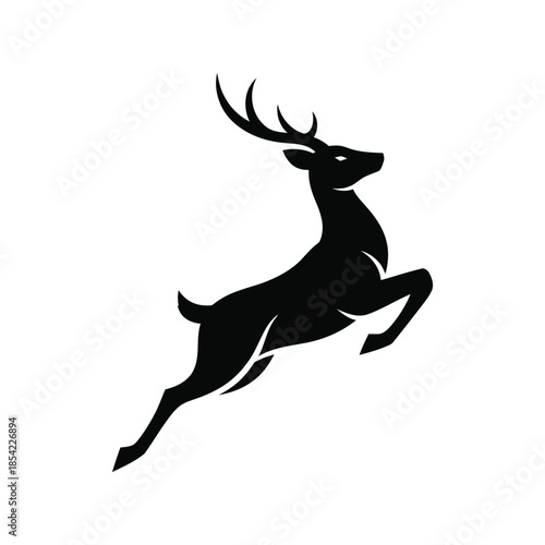 Dynamic leaping deer silhouette illustration, embodying grace, speed, and wild elegance, perfect for branding, logos, or wildlife-themed designs. A powerful symbol of nature and agility