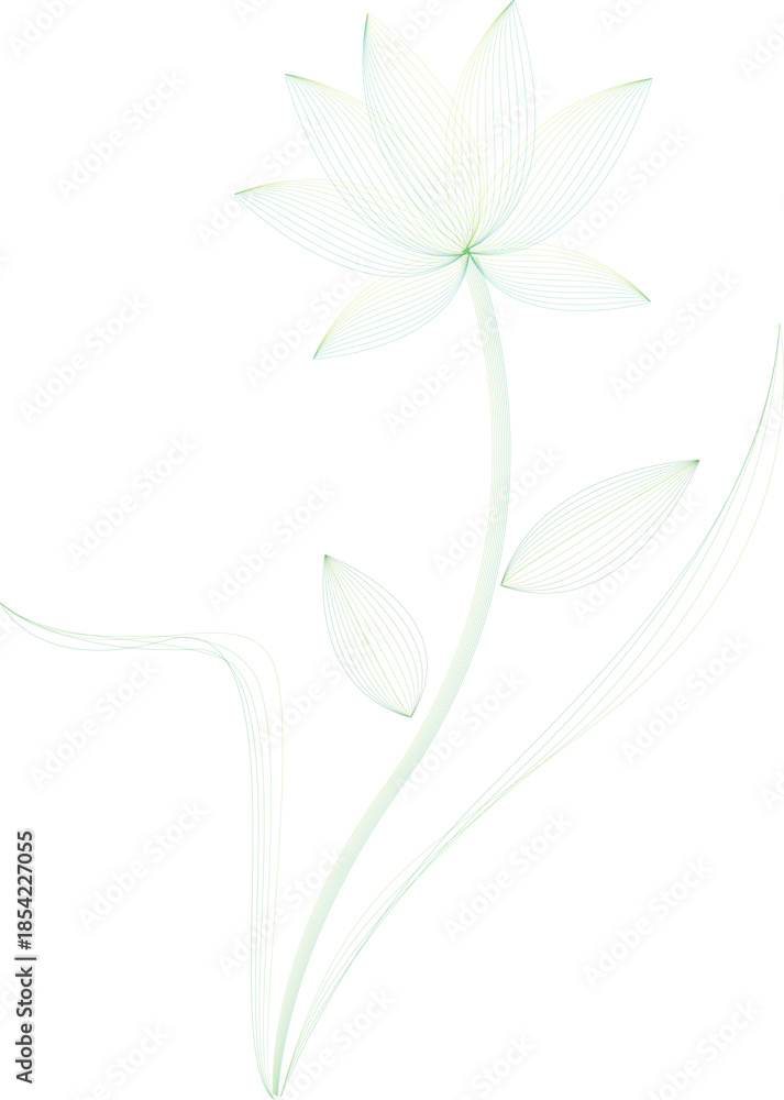 Naklejka premium Abstract floral background featuring a beautiful white lily blossom and green leaves in a spring nature illustration design