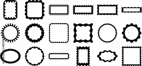 A refined vector illustration pack of classic decorative frames and borders, featuring elegant oval, round, and square outlines for professional design projects. TRANSPARENT BACKGROUND