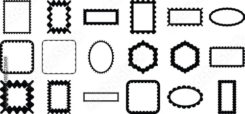 A premium set of classic decorative frames and borders, including ornate round, square, and oval shapes, presented as isolated vector illustrations. TRANSPARENT BACKGROUND