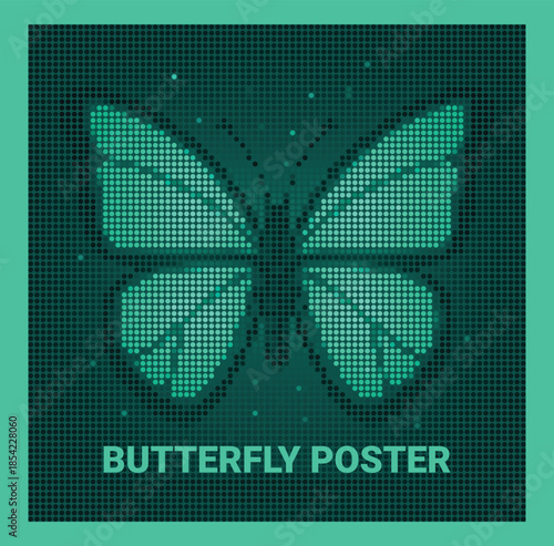 Giant Screen Wing Butterfly Halftone Digital Art Poster