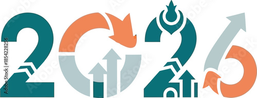 2026 year graphic elements with arrows and cycles