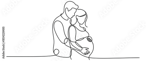 happy pregnant couple sitting together in love and care