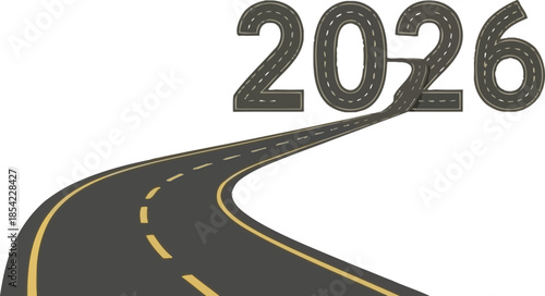 Road leading to 2026 numbers on grey checkered background