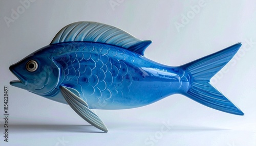 Glossy Blue Cartoon Fish Model – Stylized Aquatic Character for Design, Education, or Decorative Use